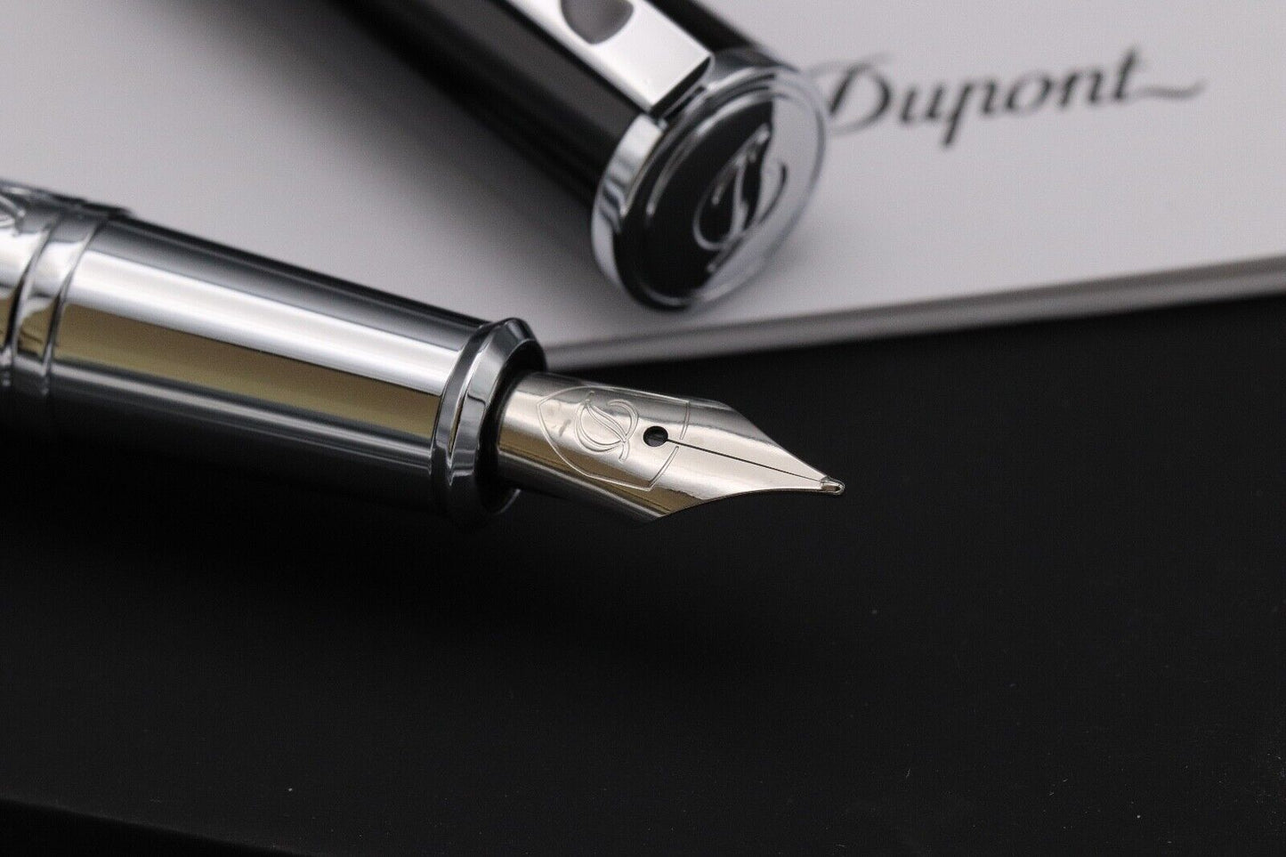 S.T. Dupont D-Initial Duotone Black Chrome Fountain Pen - UNUSED image 2