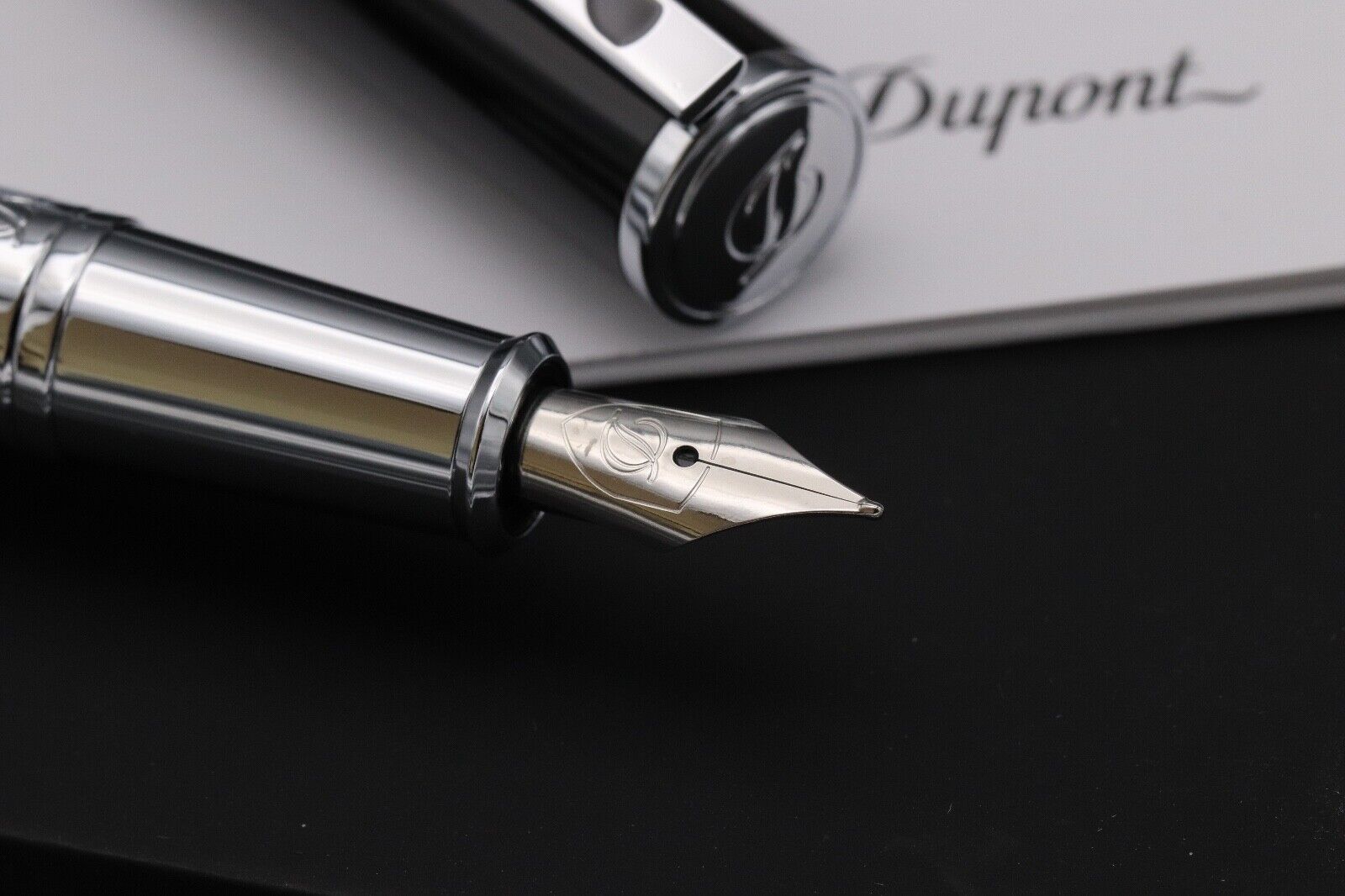 S.T. Dupont D-Initial Duotone Black Chrome Fountain Pen - UNUSED image 2