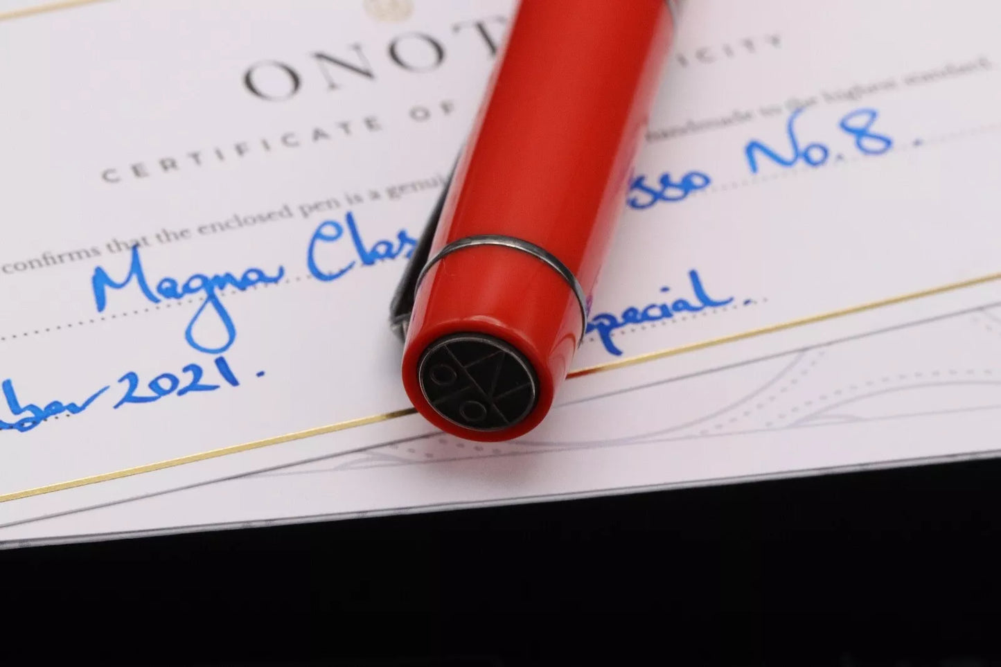 Onoto Magna Classic Rosso Custom 1/1 Fountain Pen - #8 Stub Nib Pablo at FPnibs image 6