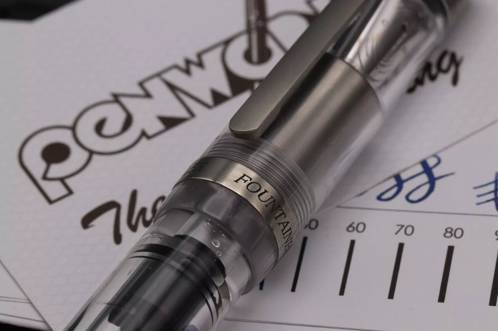 Conid Bulkfiller Kingsize Demonstrator Titanium Fountain Pen - #8 14K Fine Nib image 6